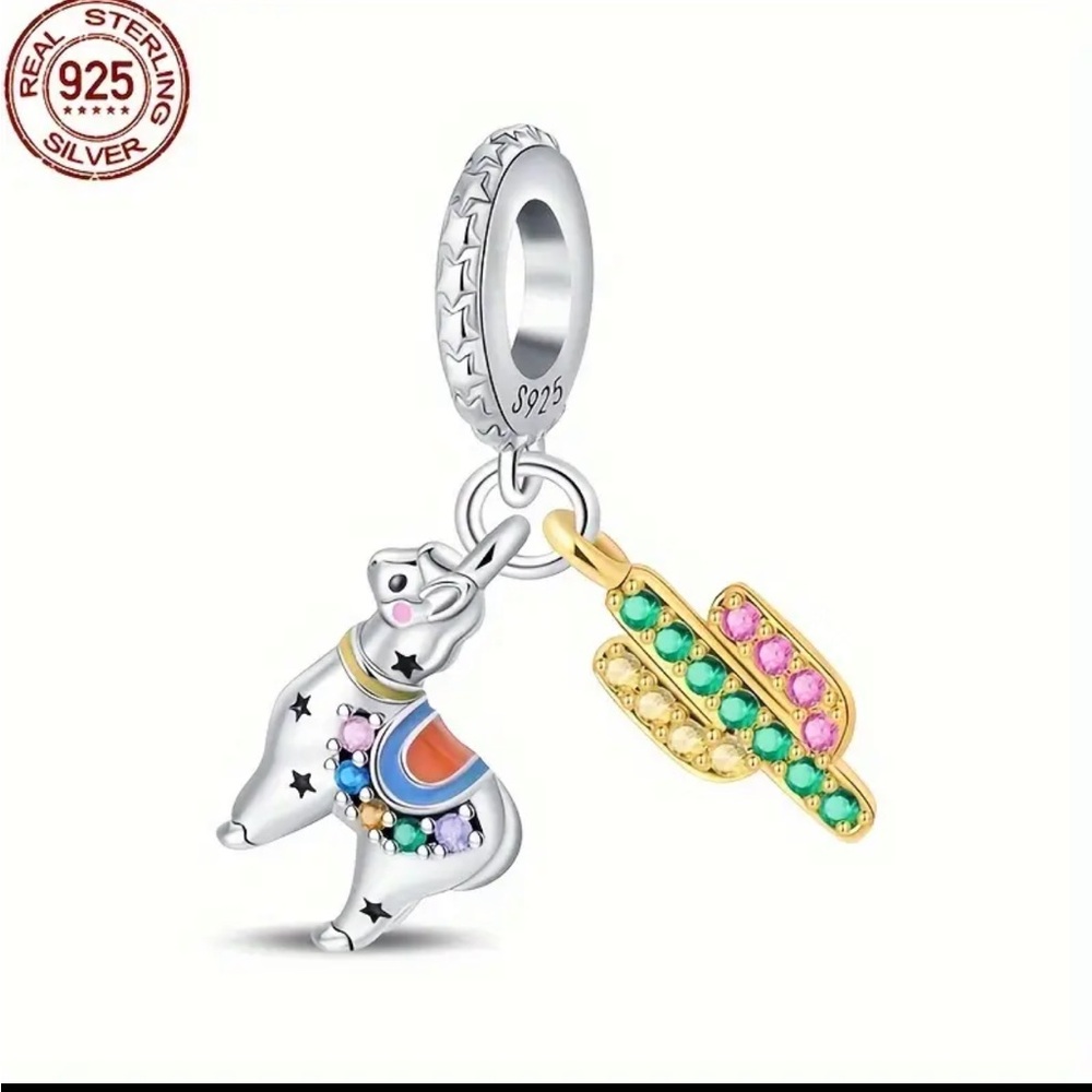 925 Alpaca With Cactus Charm